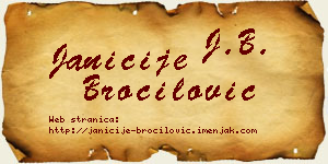 Janićije Broćilović vizit kartica